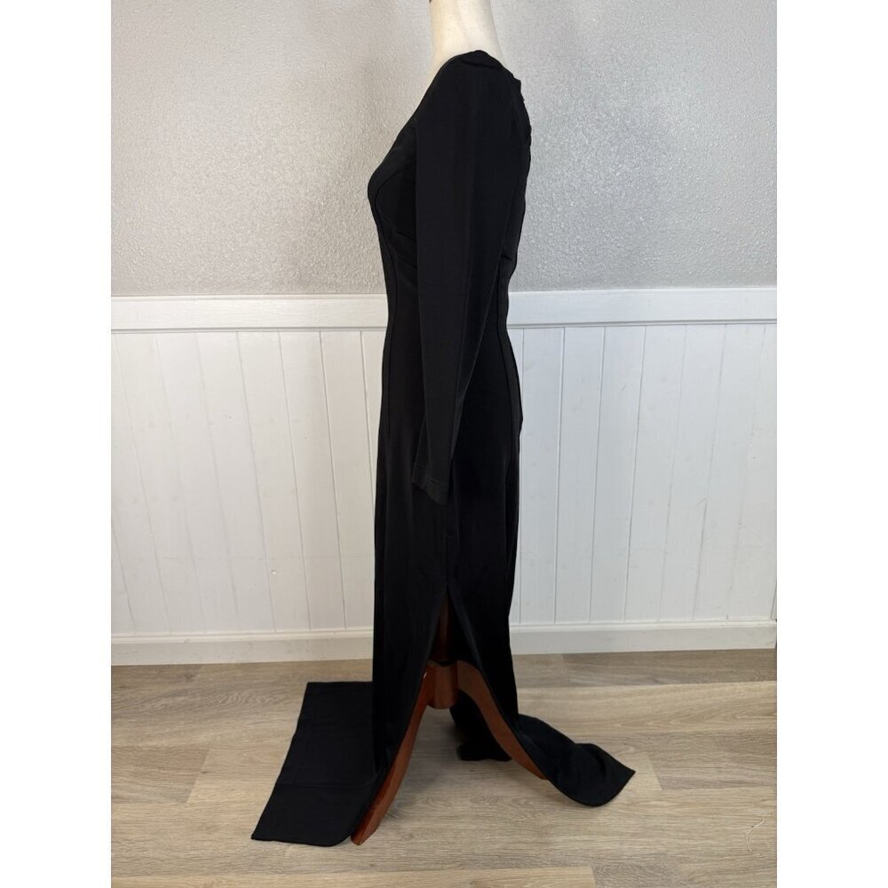 Vtg Tadashi Shoji Dress Womens Fits Sz S Black 90's Gothic Glam Square Neck Mesh - Picture 6 of 16
